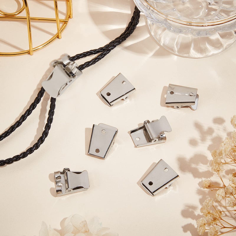 CHGCRAFT 10 Pcs Iron Bolo Tie Slider Clasp Platinum Color Bolo Tie Buckle Accessories Smooth Surface Jewelry Findings for DIY Craft Wallets Bag Leather Handbags Making, 24x19x7.5mm - Image 4